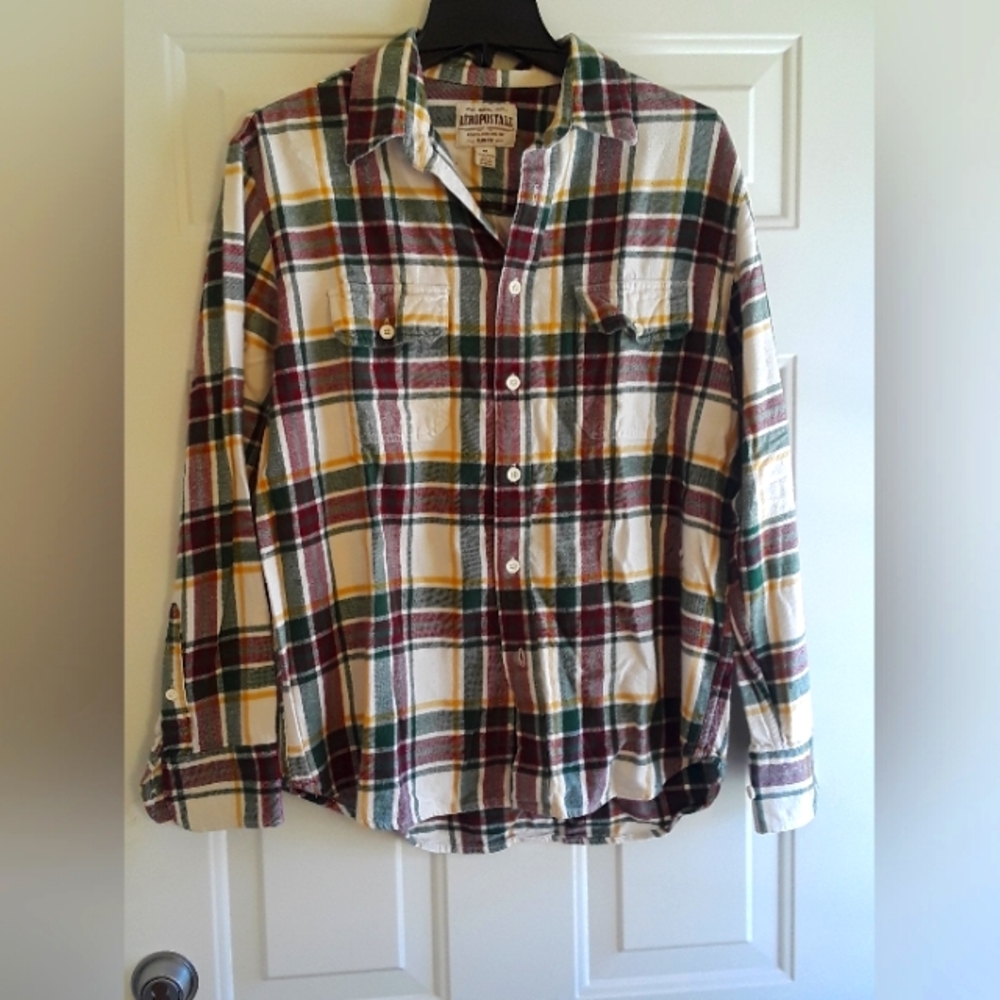 Men's Aeropostale Plaid Flannel Shirt Size Medium
